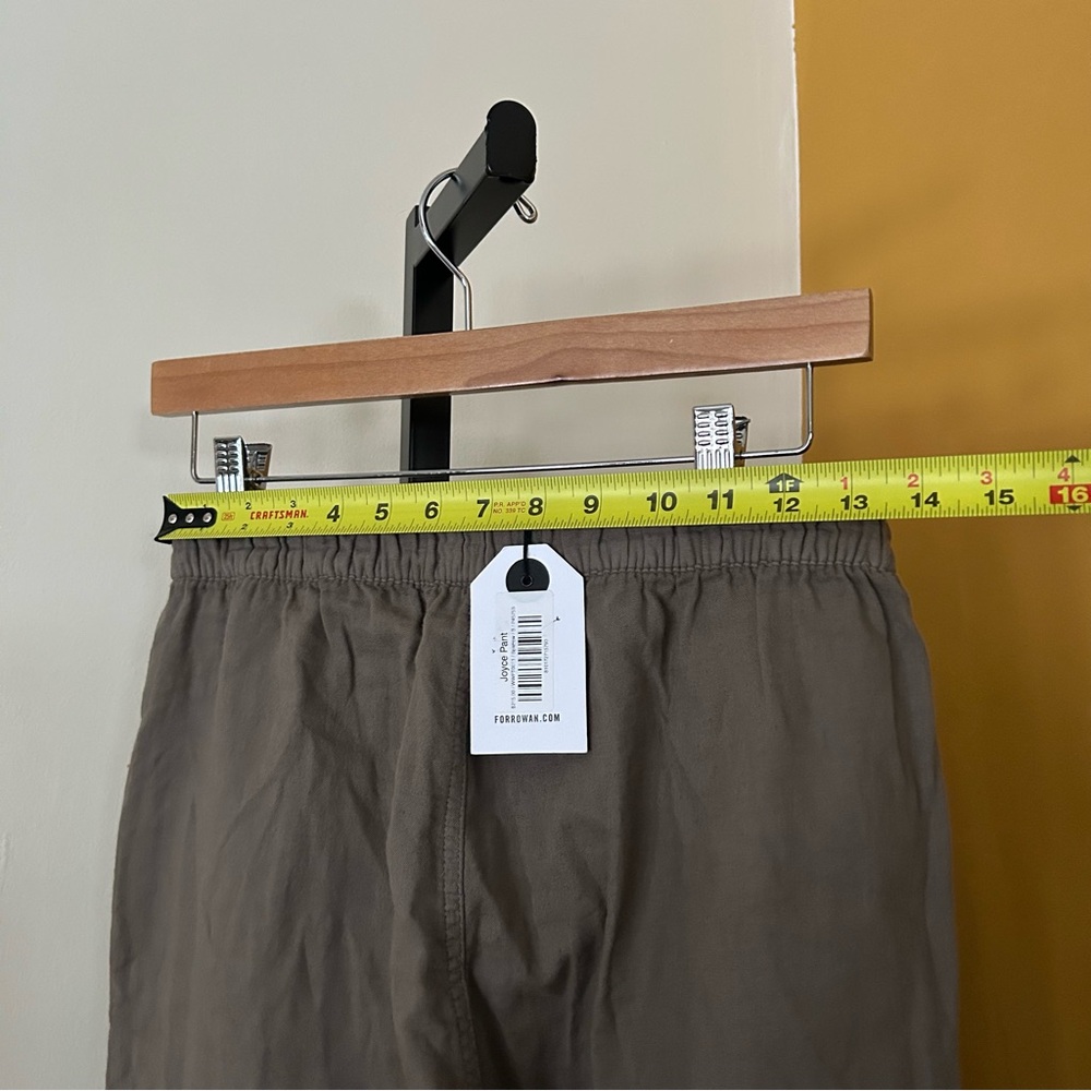 Wide Leg Linen-Blend Pants in Olive Taupe - Picture 7 of 10